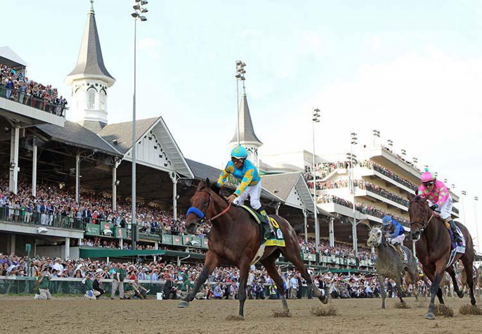 American Pharoah winning the Kentucky Derby