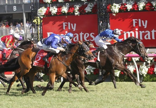 Kentucky Breeze (Pierro) winning the Listed VRC Emirates Airline Handicap at Flemington